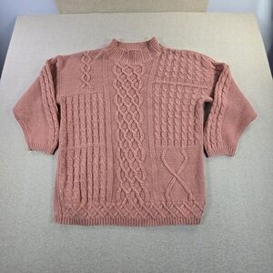 Vintage 90s Forelli Moda Internazionale 3X Cable Knit Sweater Pink